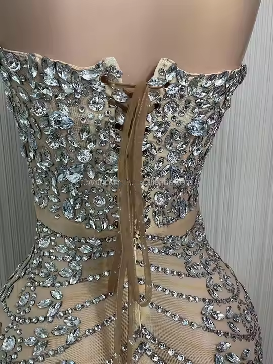 Sexy Strapless Champagne Birthday Dresses Sparkle Birthday Outfits P794