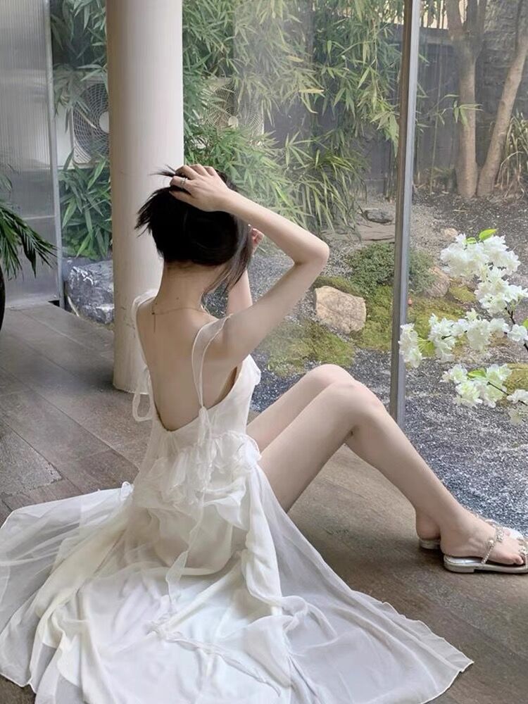 Sexy A line Long Prom Dress Slit White Evening Dress P933