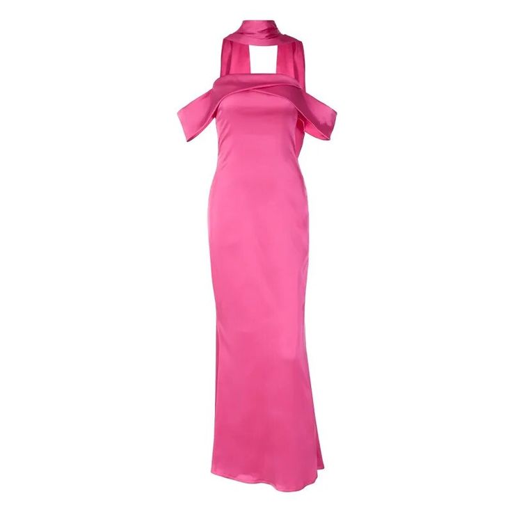 Sexy Mermaid Halter Hot Pink Silk Satin Prom Dresses P999