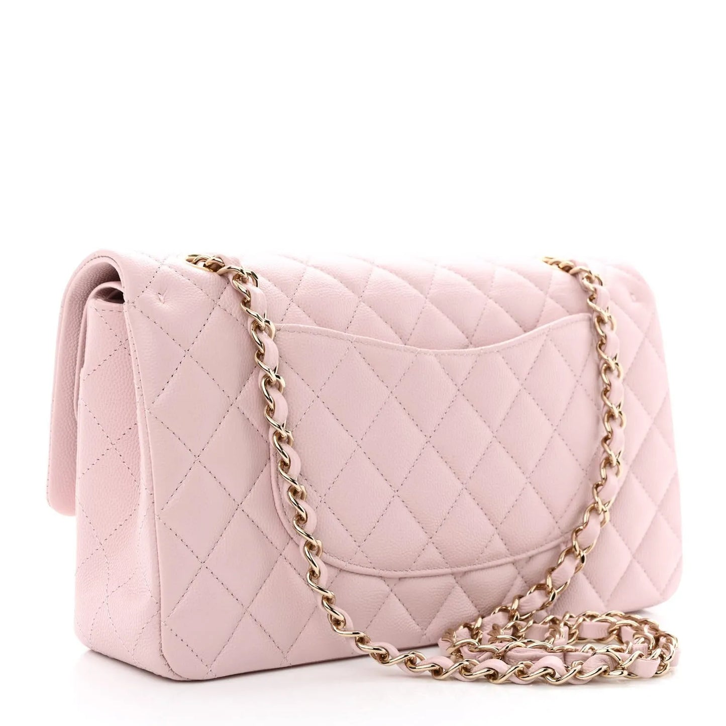 CHANEL Caviar Quilted Medium Double Flap Light Pink