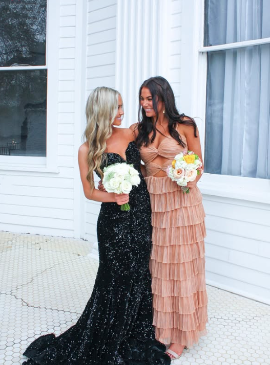 Nude elegant spaghetti strap long tulle tiered ball gown formal evening dress party dress gh2881