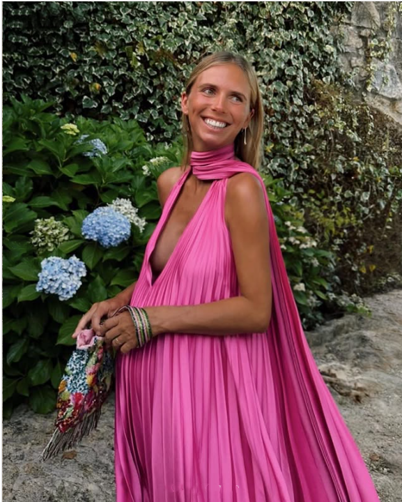 Pink/green V-neck Elegant Long Satin Evening Dress Party Dress Wedding Guest Dress gh3056