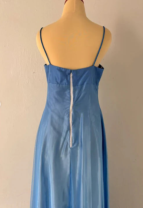 Blue Fashion Elegant Exquisite Embroidery Beading Spaghetti Strap Long Tulle prom dress Evening Gown Party Dress gh3575