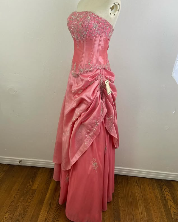 Pink Gorgeous Sparkling Exquisite Delicate Beading Long Satin Ball Gown Evening Dress Party Dress Prom Dress gh3584