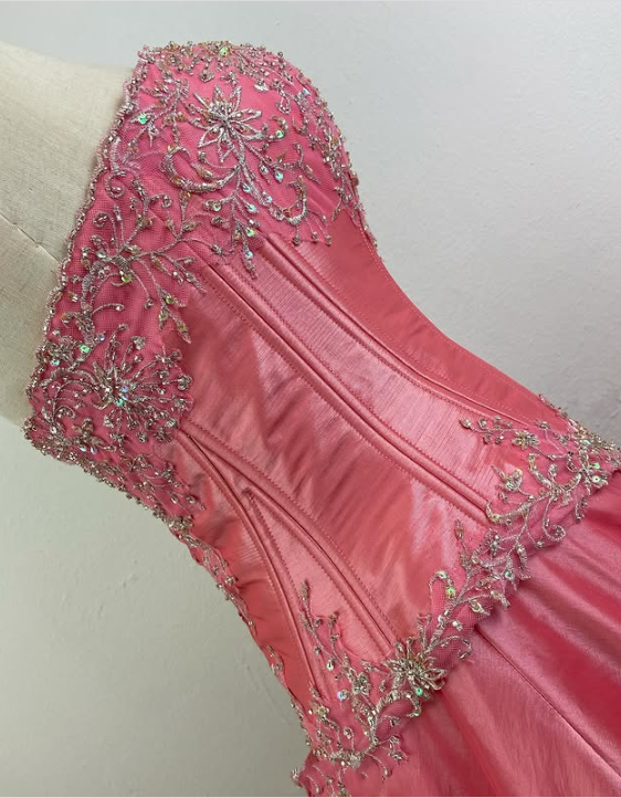 Pink Gorgeous Sparkling Exquisite Delicate Beading Long Satin Ball Gown Evening Dress Party Dress Prom Dress gh3584