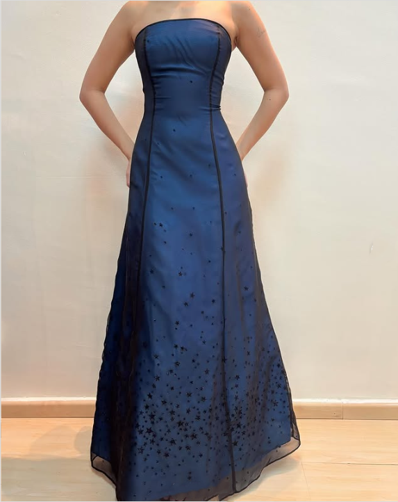 Blue Fashion Elegant Fairy Exquisite Stars Shiny Sequin Beading Spaghetti Straps Long Tulle Chiffon Satin Ball Gown Evening Dress Birthday Party Dress Prom Dress gh3761