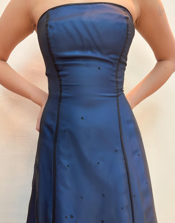 Blue Fashion Elegant Fairy Exquisite Stars Shiny Sequin Beading Spaghetti Straps Long Tulle Chiffon Satin Ball Gown Evening Dress Birthday Party Dress Prom Dress gh3761