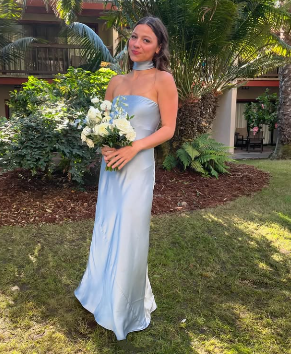 Light Blue Simple Elegant Fashion Long Satin Prom Dress Evening Dress Wedding Guest Party Dress gh3631