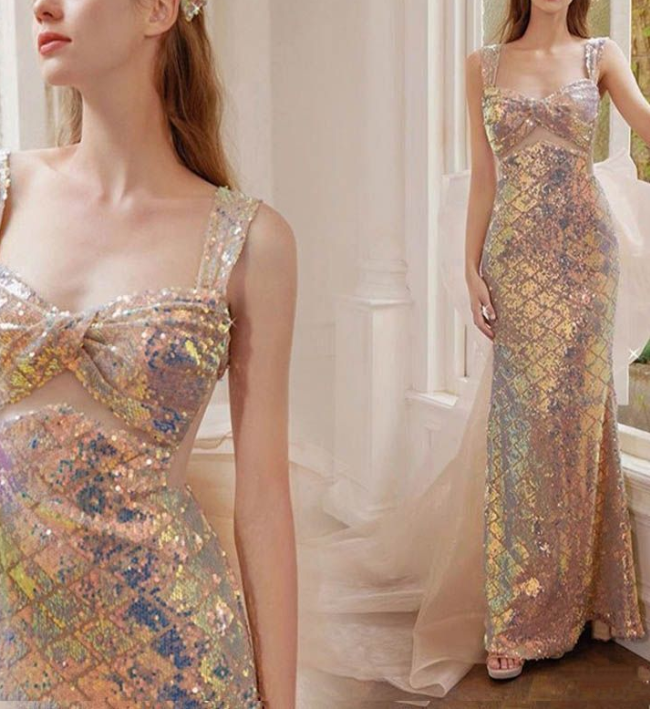 pink gorgeous sparkling pretty mermaid ball gown with detachable bow long elegant sequin formal prom dress eveng Dress Party Dress gh3544