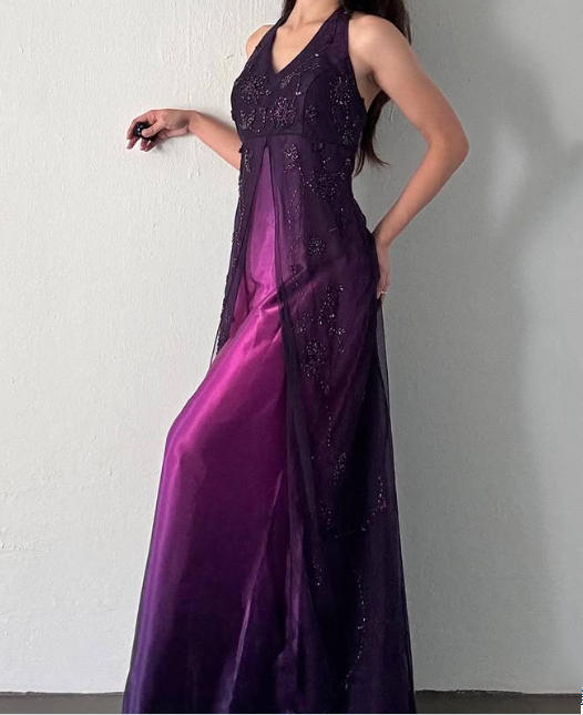 Purple Shiny Gorgeous Elegant Fashion Gradient Exquisite Beading Long Tulle Satin Ball Gown Evening Dress Party Dress Prom Dress gh3875