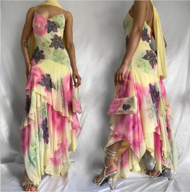 Colorful Beaded Long Ball Gown Evening Dress Elegant Chiffon Birthday Dress Party Dress gh4448