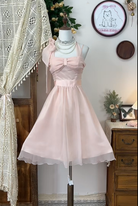 Pink Short Chiffon Homecoming Dress Party Dress Prom Dress gh4702