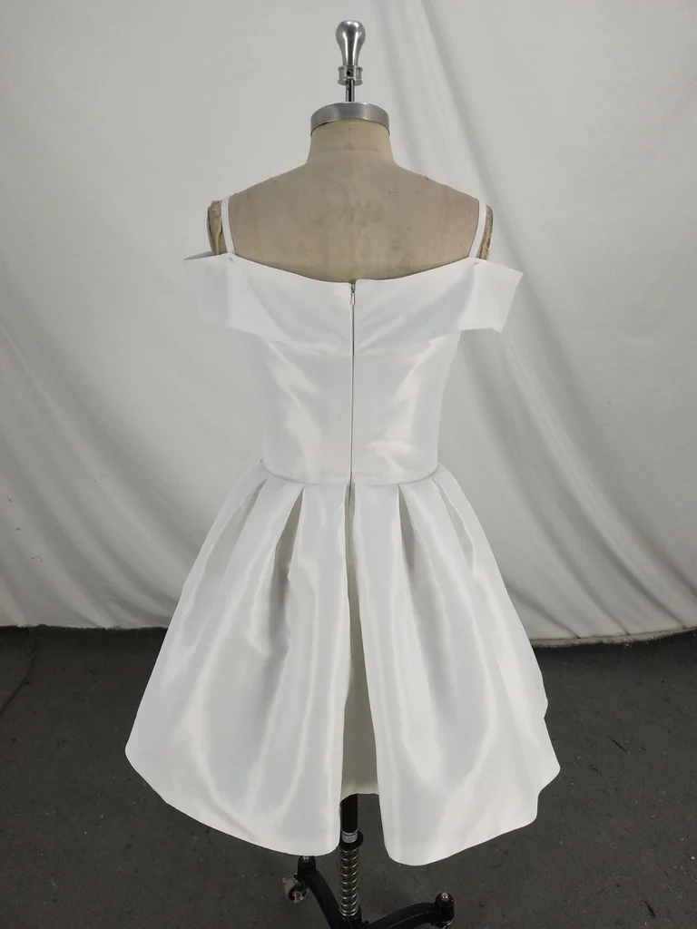 White Satin Simple Off Shoulder Formal Dress Short Formal Dresses gh563