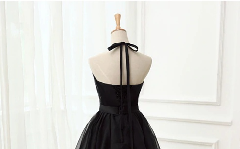 Cute Little Black Short Homecoming Dresses Halter Short Prom Dresses gh839
