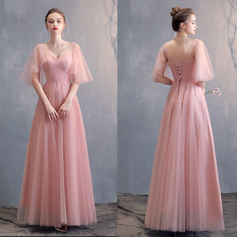 Lovely Tulle Pink A-Line Sweetheart Neckline Bridesmaid Dress, Pink Tulle Party Dress gh51