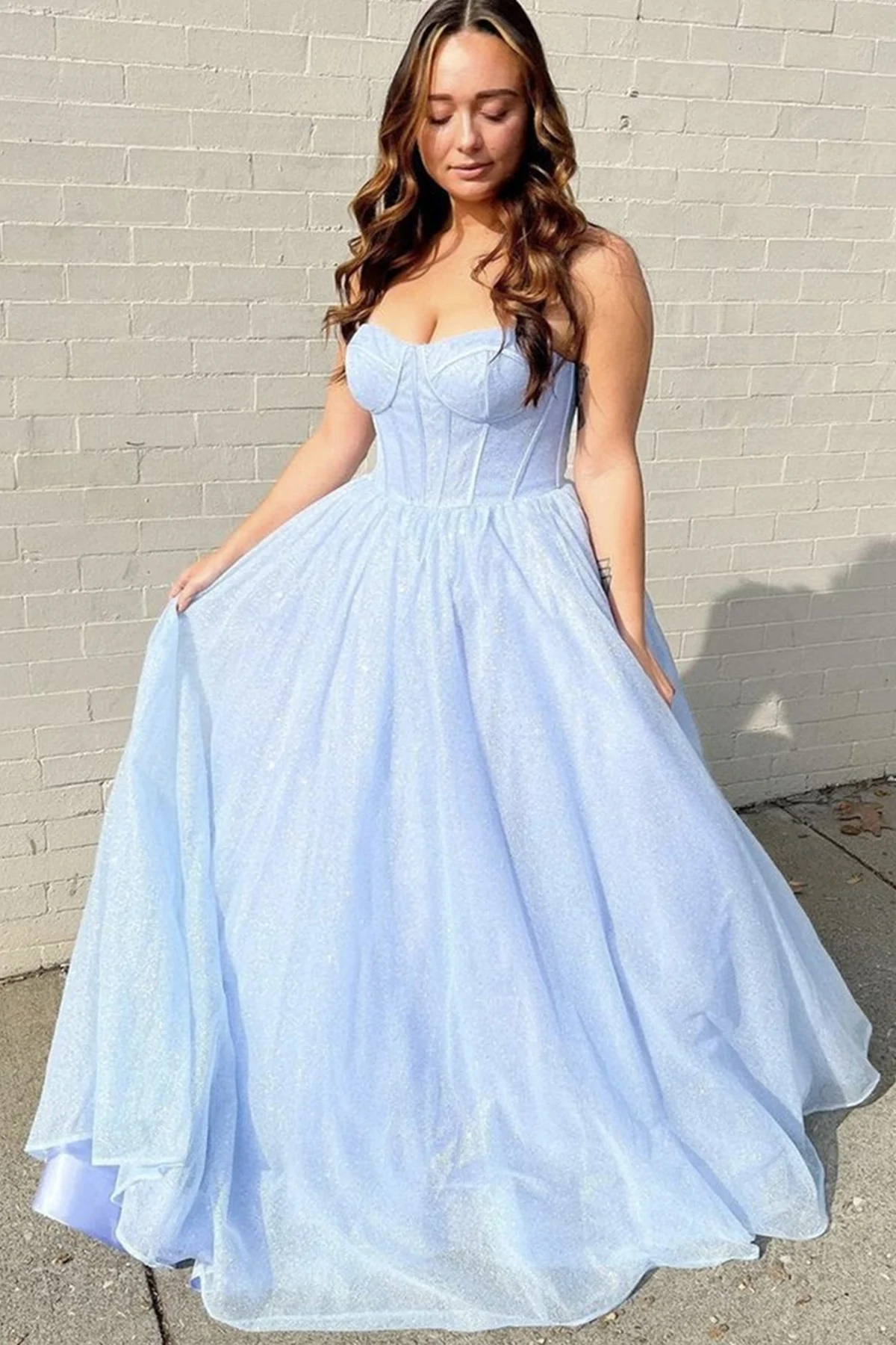 Shiny Tulle Open Back Pink/Blue Long Prom Dresses, Pink/Blue Tulle Formal Graduation Evening Dresses gh1143