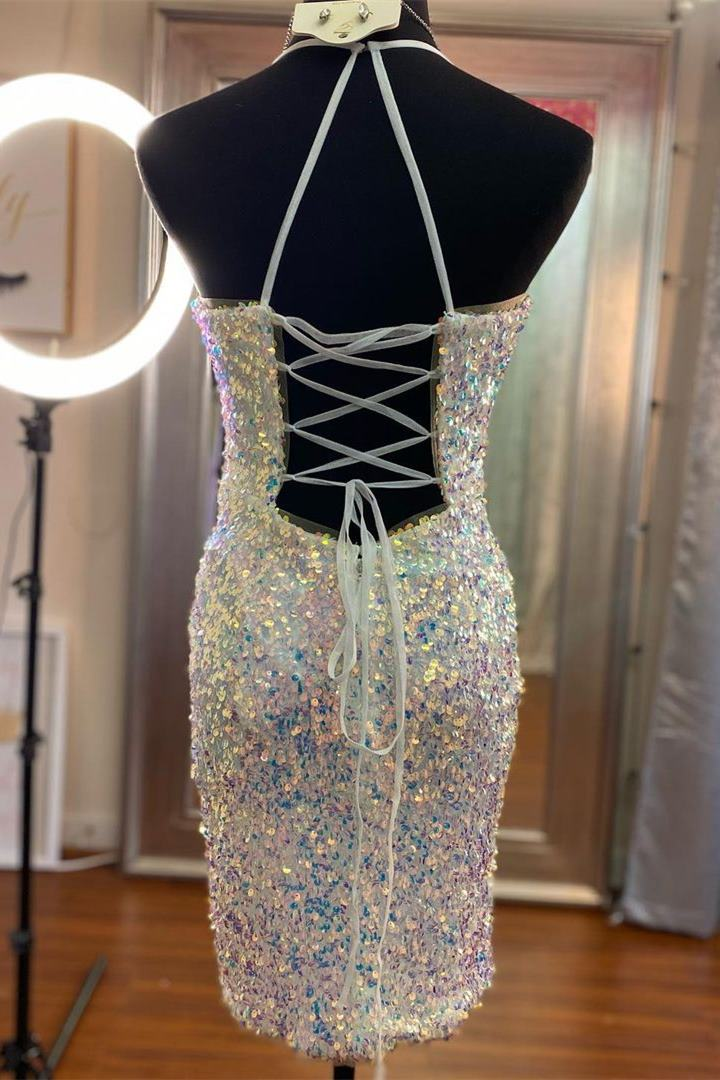 Blue Ombre Sequins Bodycon Party Dress gh1505