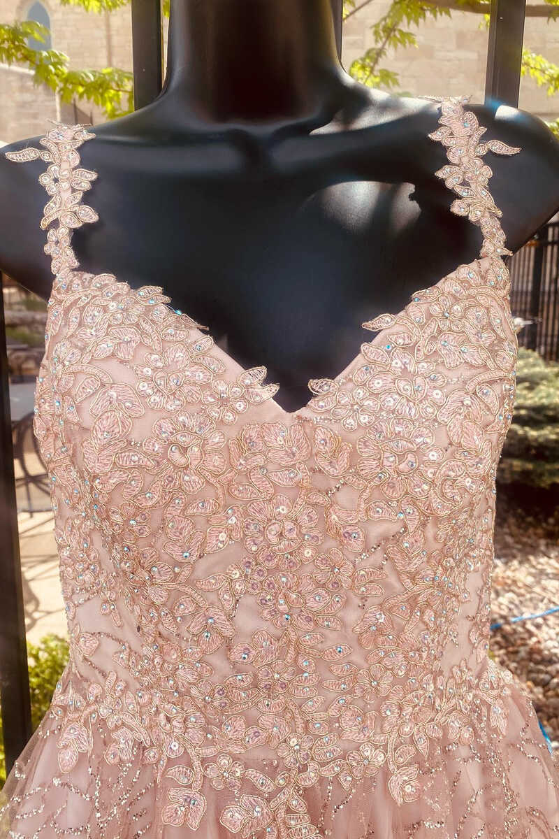 Pink Appliques V-Neck A-Line Short Party Dress gh1411