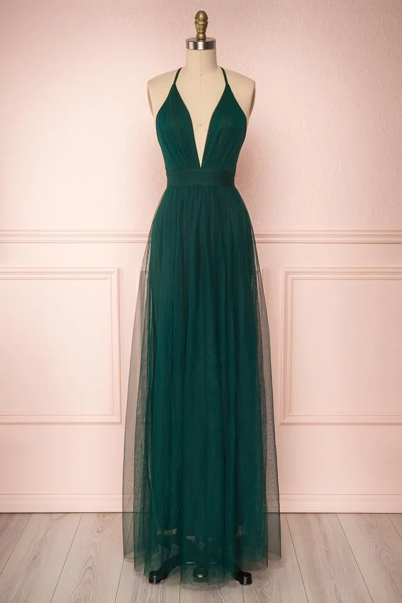 Green Forest Green Long Prom Dress gh2297