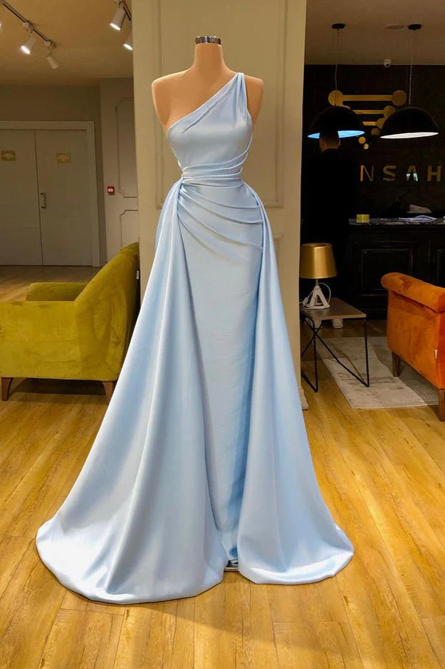 Unique Cross Sweetheart Light Blue Soft-pleated Long Prom Dress gh2096