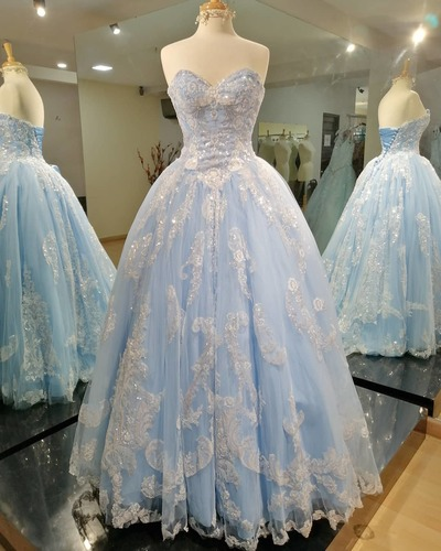 Sweetheart Light Blue Ball Gown gh2307