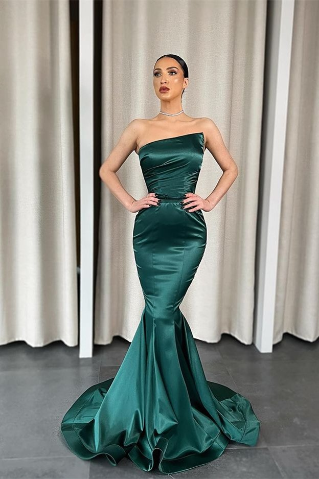 Stunning Dark Green Strapless Mermaid Long Evening Dress gh2047