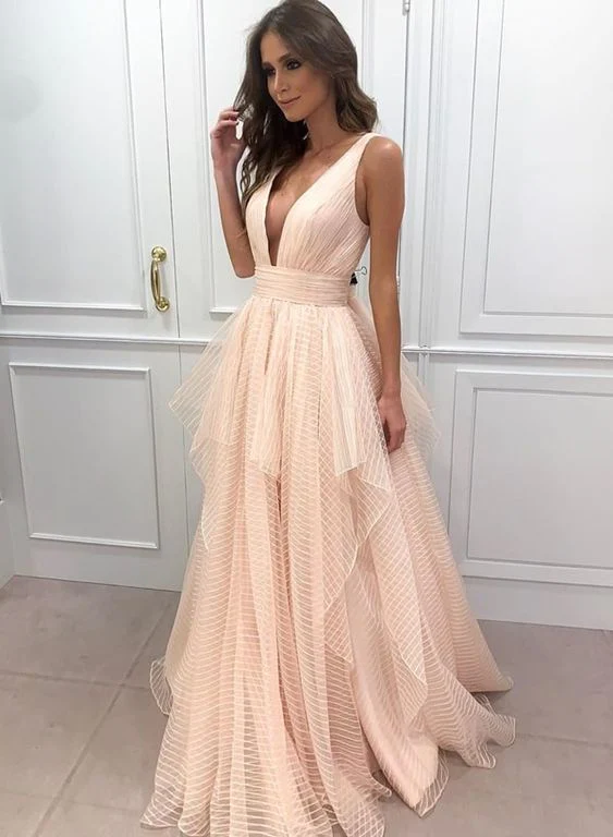 Pink Prom Dresses A Line Long Evening Dress Tulle Long Evening Gowns gh2168