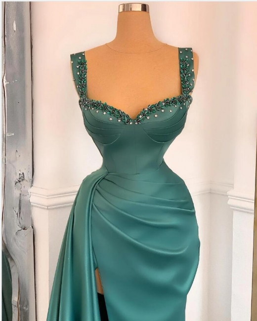 Amazing Sweetheart Crystal Ruffles Mermaid Evening Gown With Long Sweep Train gh2056