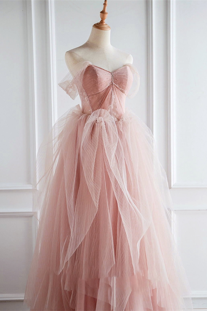 Peach Ball Gown with Off the Shoulder Top gh2346