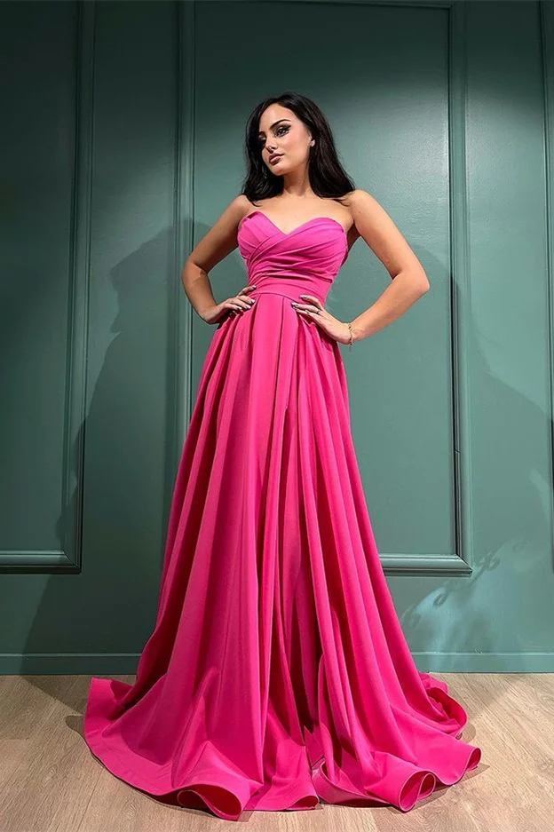 Fuchsia Long Prom Dress With Split Sweetheart gh2546