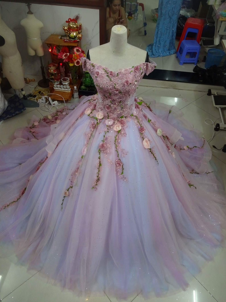 Wedding Dress Quince Gown with train Charming Prom Dress Ball Gown Evening Dress fg2750