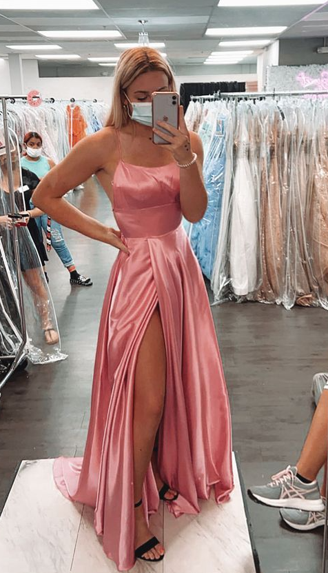 Simple evening dress pink prom dress fg1501