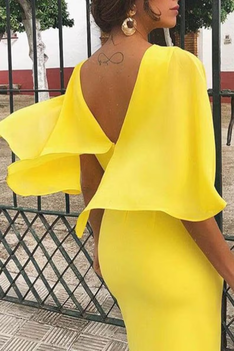 Yellow Knee Length Prom Dresses Evening Formal Gowns SH495