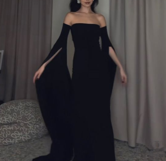 Sexy Black Long Sleeve Formal Dress Evening Dress fg5877