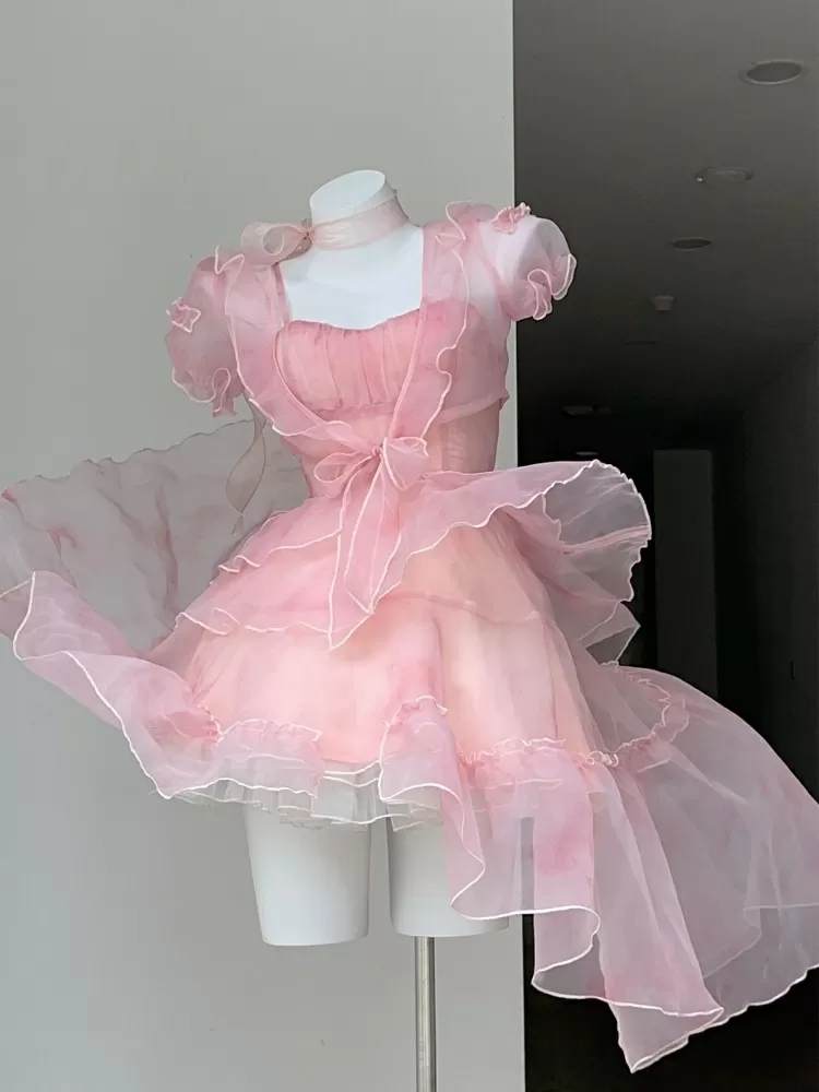 vintage high low pink homecoming dress 18th birthday outfits cg25030