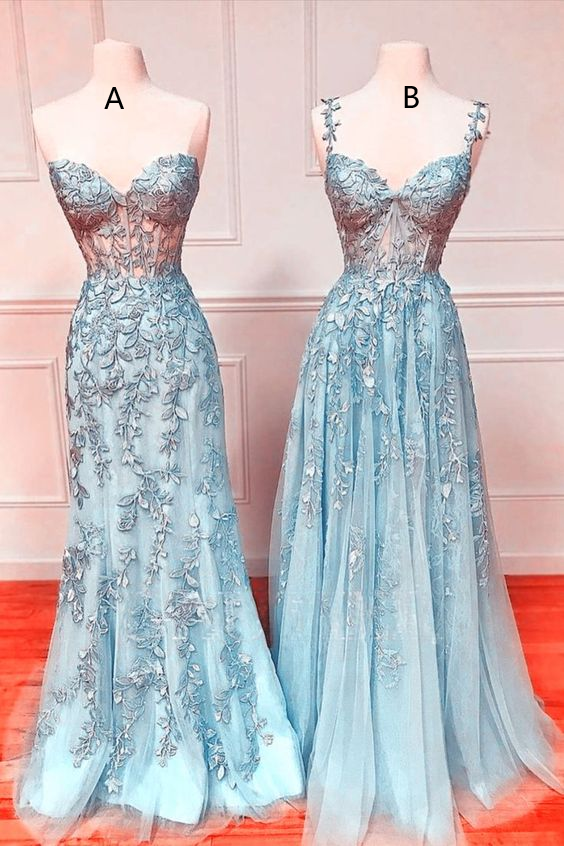 2024 Long Light Blue Prom Dress fg4455