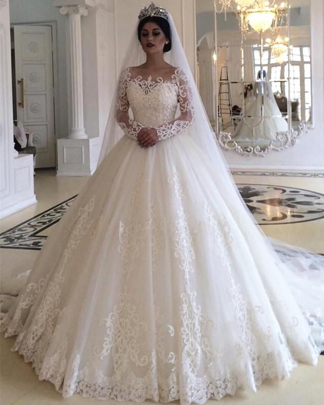 Princess Style Long Sleeves Lace Wedding Dresses cg20117