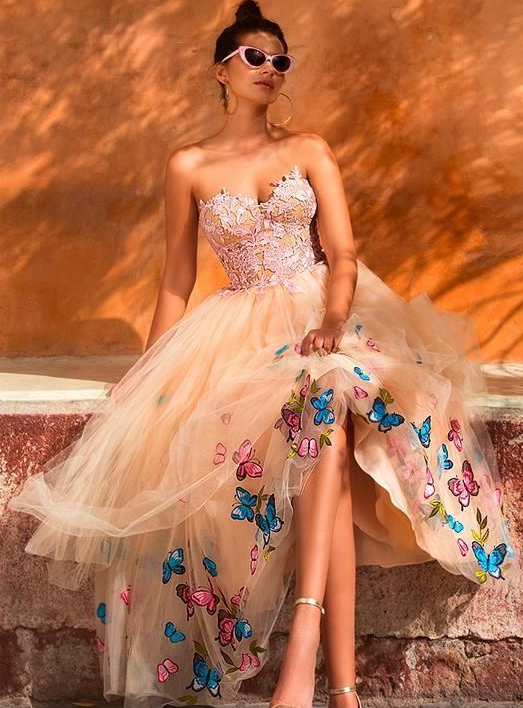 Unique Sweetheart Butterfly Flower Homecoming Dresses Online, Short Prom Dresses fg3817