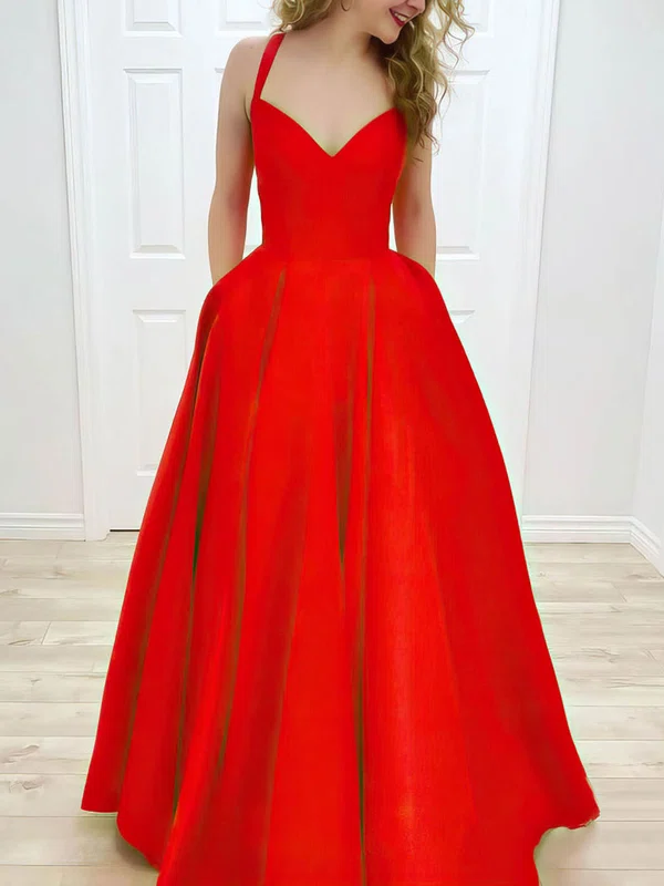 Simple Halter A-line Prom Dresses Satin Evening Gowns cg7268
