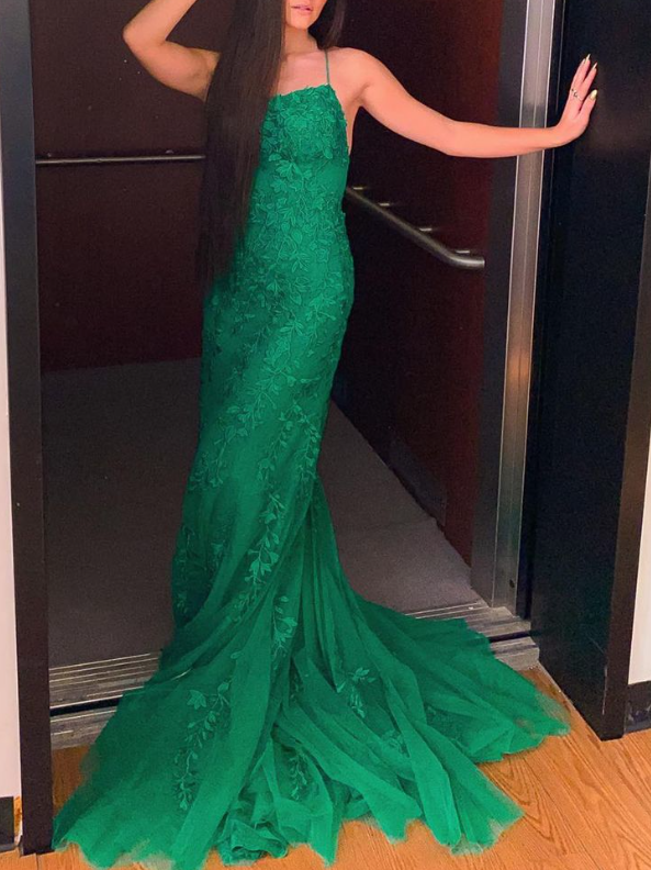 Lace Mermaid Backless Prom Formal Dress fg4696