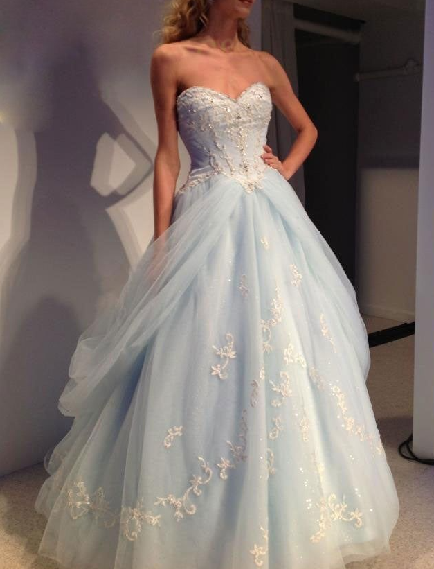 Blue sweetheart neck tulle lace aaplique long prom dress, blue evening dress fg3312