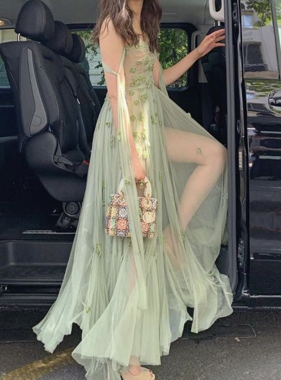 Green long prom dress Evening Gown Party Dress fg3265