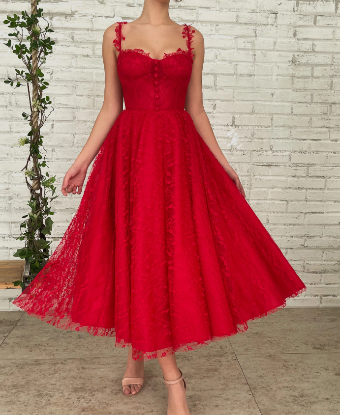 Red Lace Party Prom Dress Tulle Sweet 16 Gown    fg3288