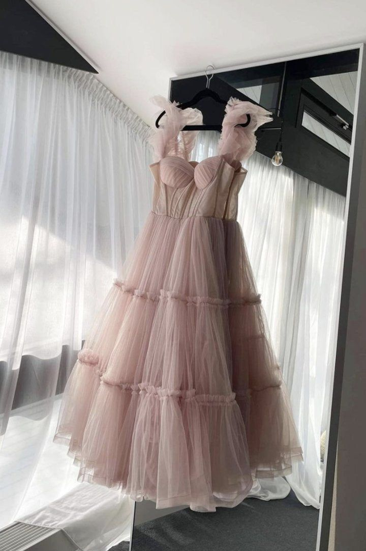 Cute tulle short prom dress pink evening dress cg19111