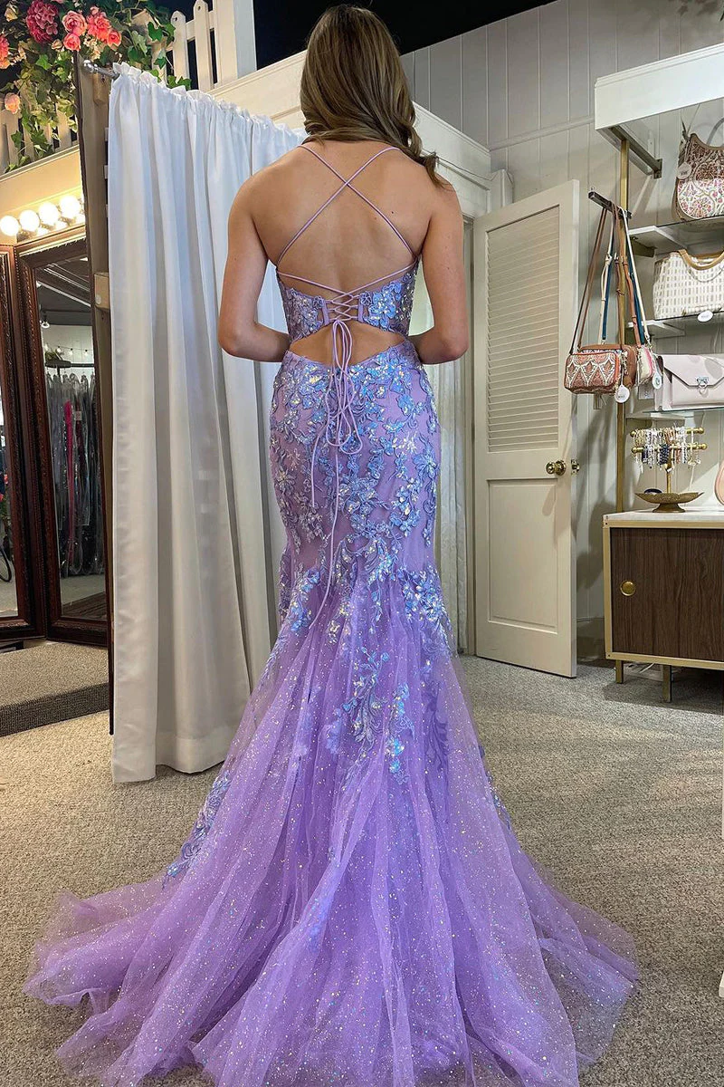 Mermaid Scoop Neck Sequin Lace Long Prom Dress gh2689