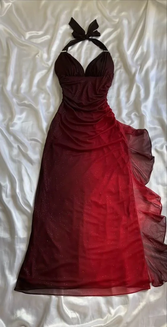Burgundy red/indigo/navy blue shiny elegant strappy long tulle ball gown evening dress birthday party dress gh2920