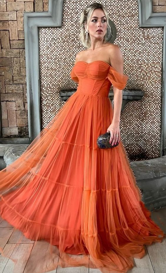 Elegant Sweetheart Off-shoulder Sleeveless A-line Prom Dresses gh2837