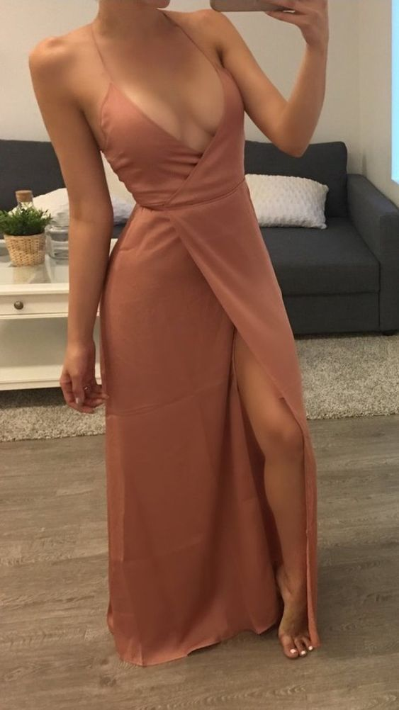 Long Evening Dress Split Prom Dresses Deep V Neck Party Dress gh2874