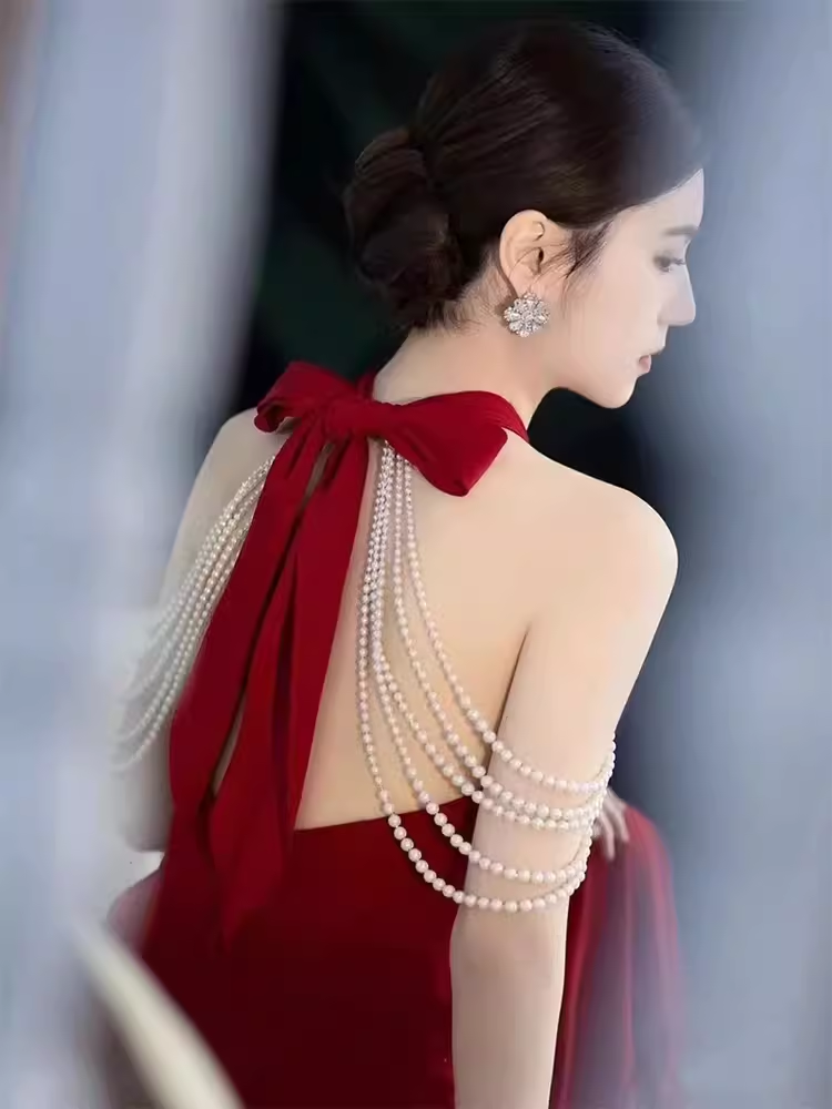 Mermaid Halter Party Dress Red Long Prom Dress P870