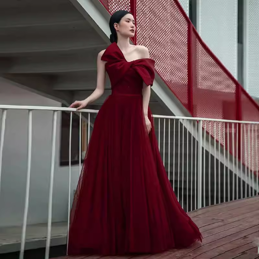 Sexy A line Party Dresses Strapless Red Prom Dresses P951